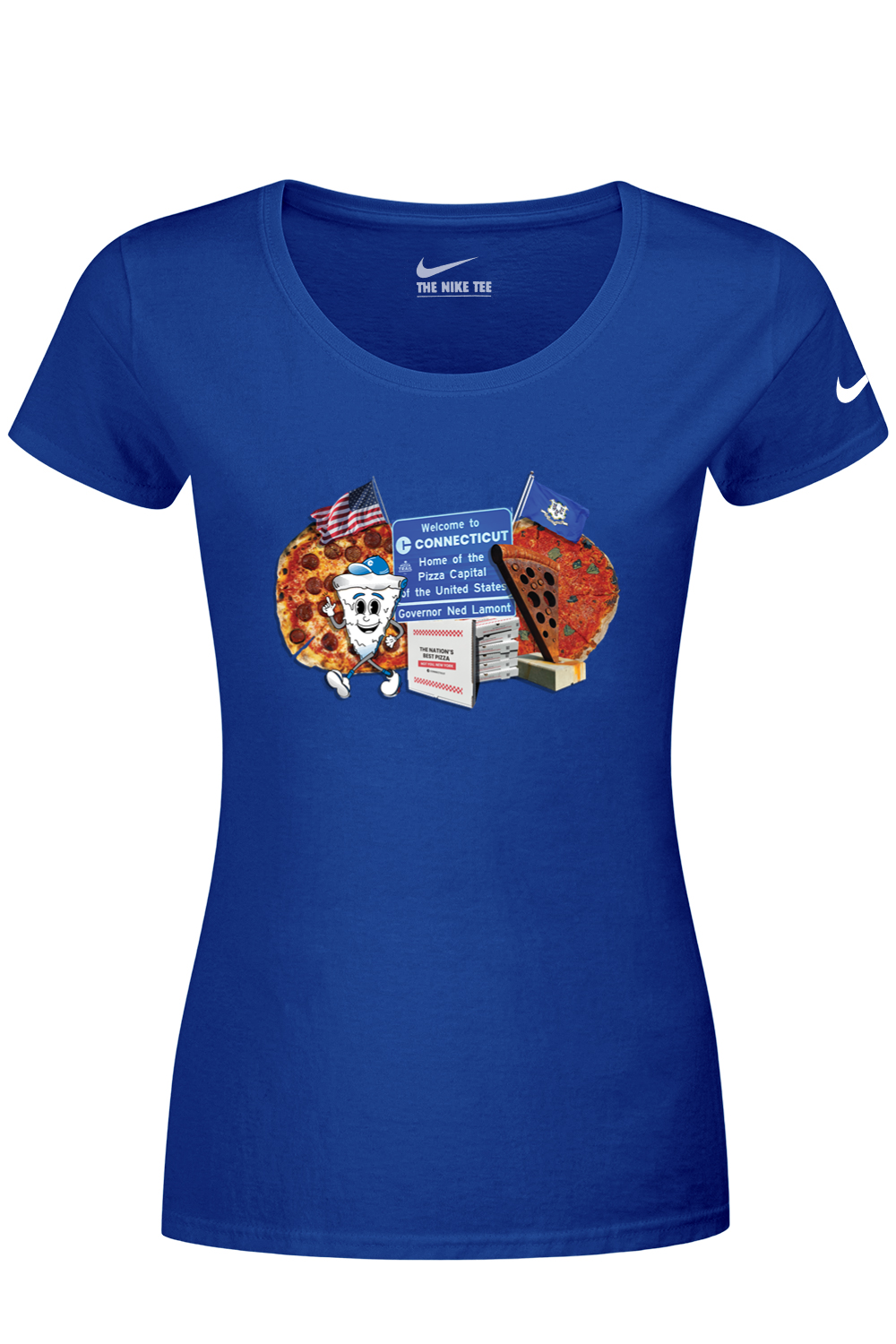 Connecticut - Pizza Collage - Nike Ladies Dri-FIT Cotton/Poly Tee
