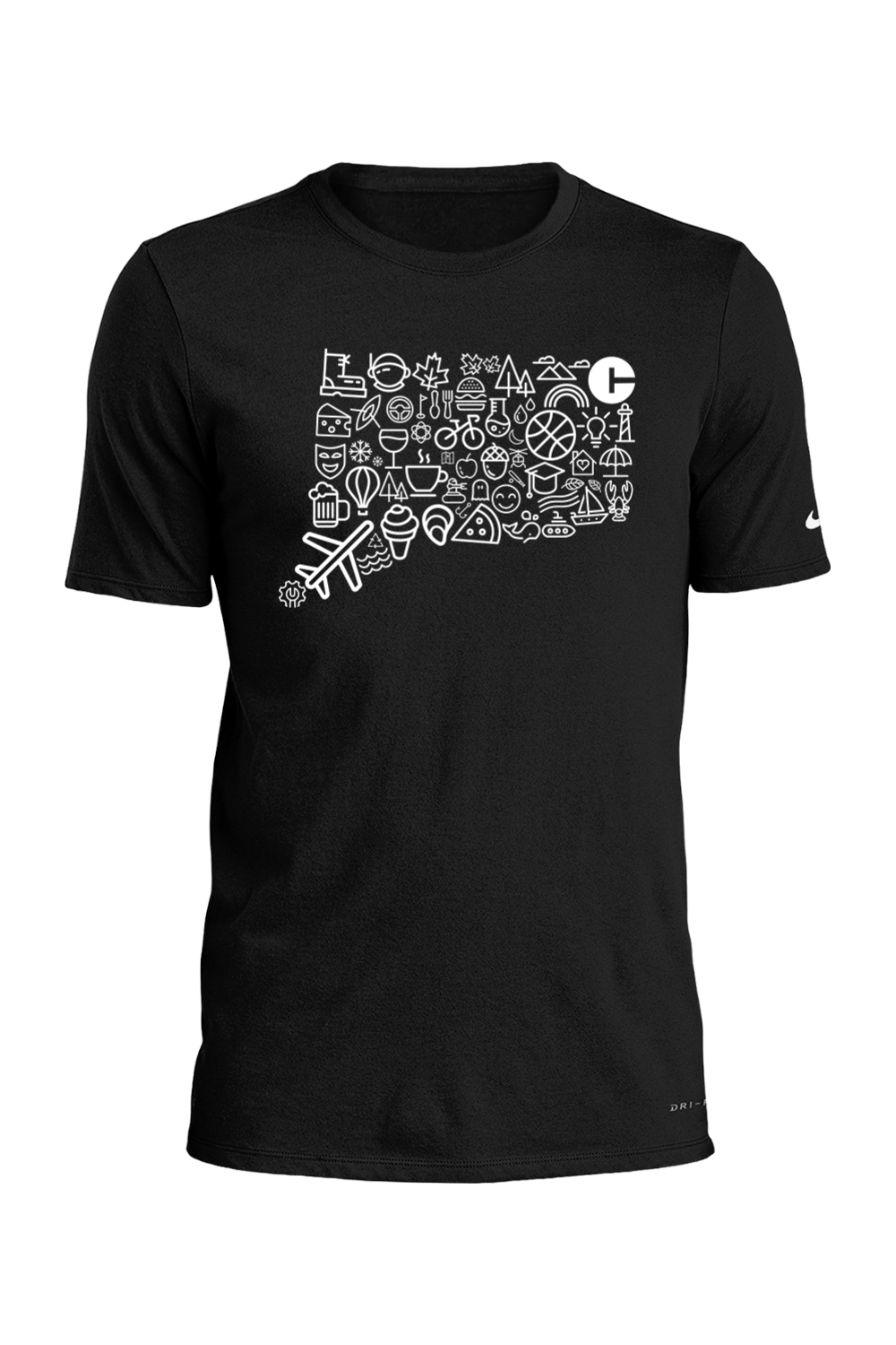 Connecticut - Iconography State - Nike Dri-FIT Cotton/Poly Tee