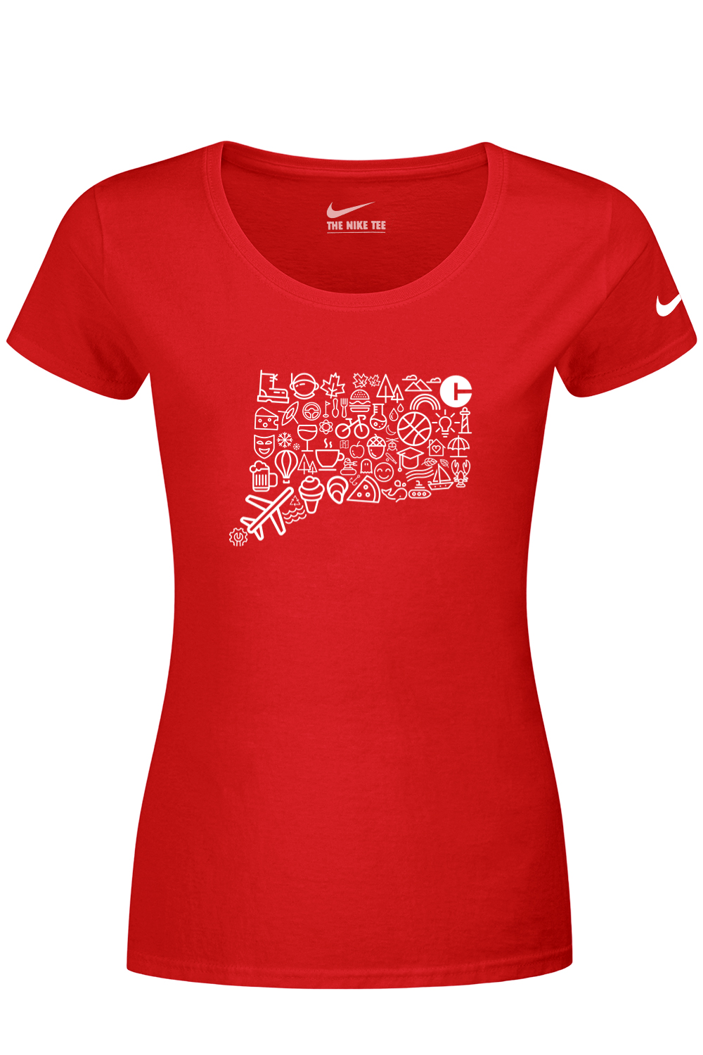 Connecticut - Iconography State - Nike Ladies Dri-FIT Cotton/Poly Tee