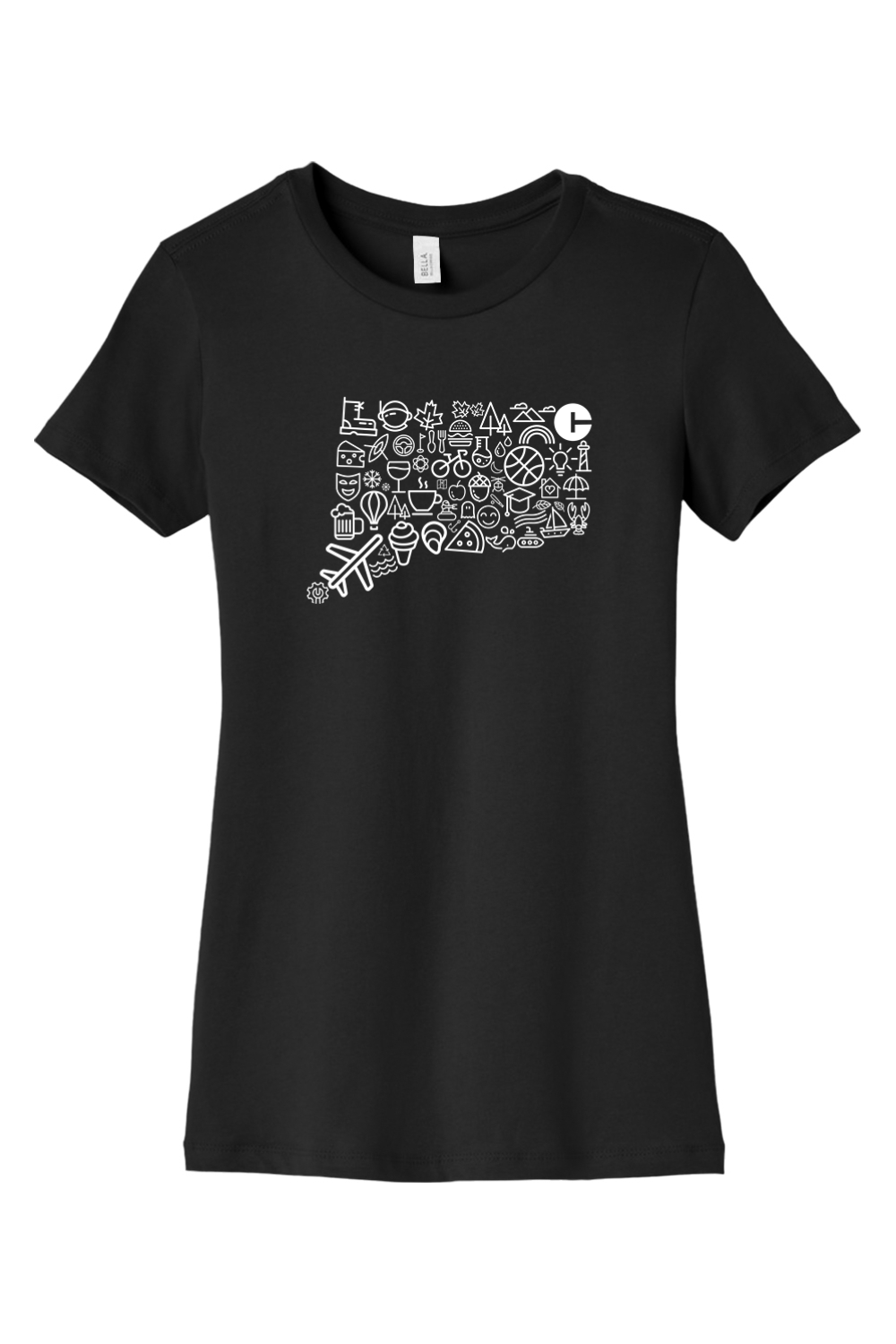 Connecticut - Iconography State - BELLA+CANVAS Women’s Slim Fit Tee