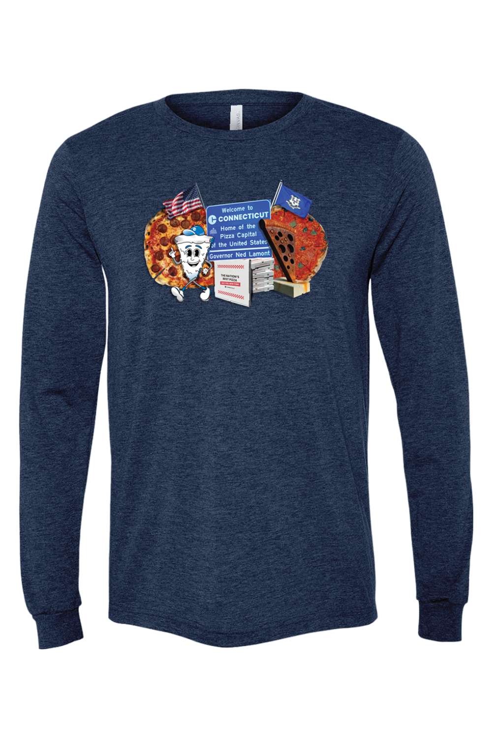 Connecticut - Pizza Collage - BELLA + CANVAS Unisex Long Sleeve Tee