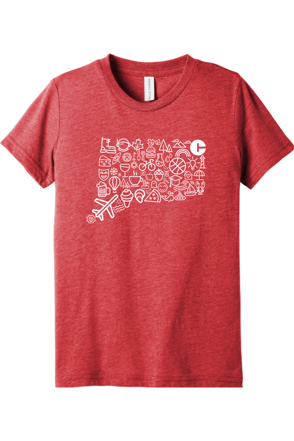 Connecticut -Iconography State - Youth BELLA+CANVAS Short Sleeve Tee