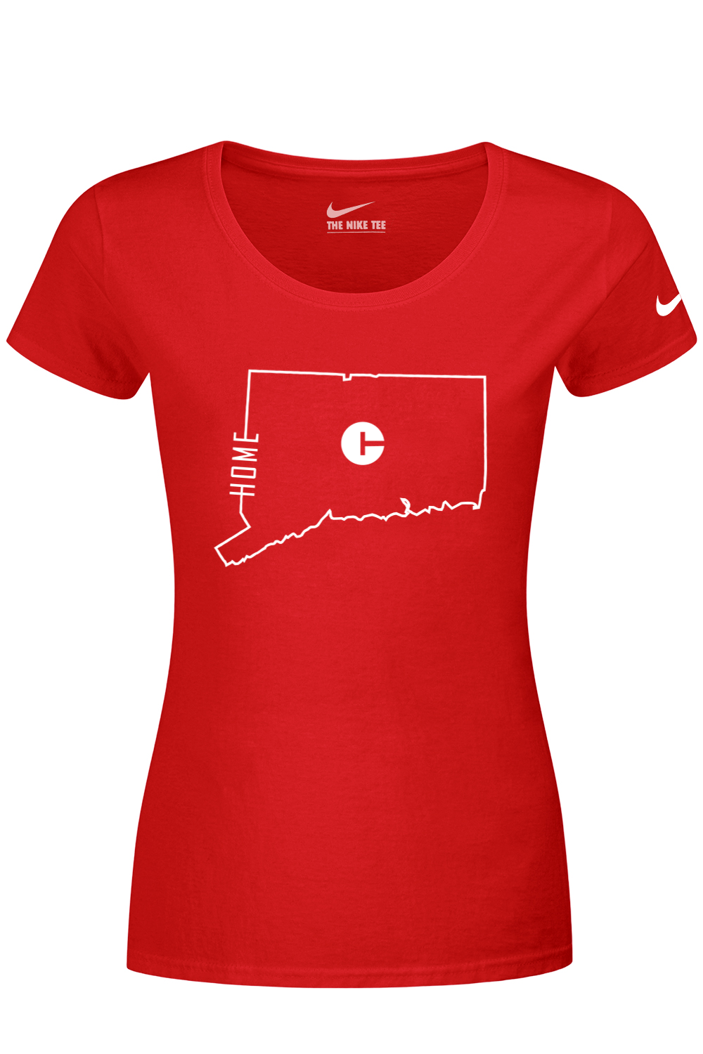 Connecticut - State Outline - Nike Ladies Dri-FIT Cotton/Poly Tee