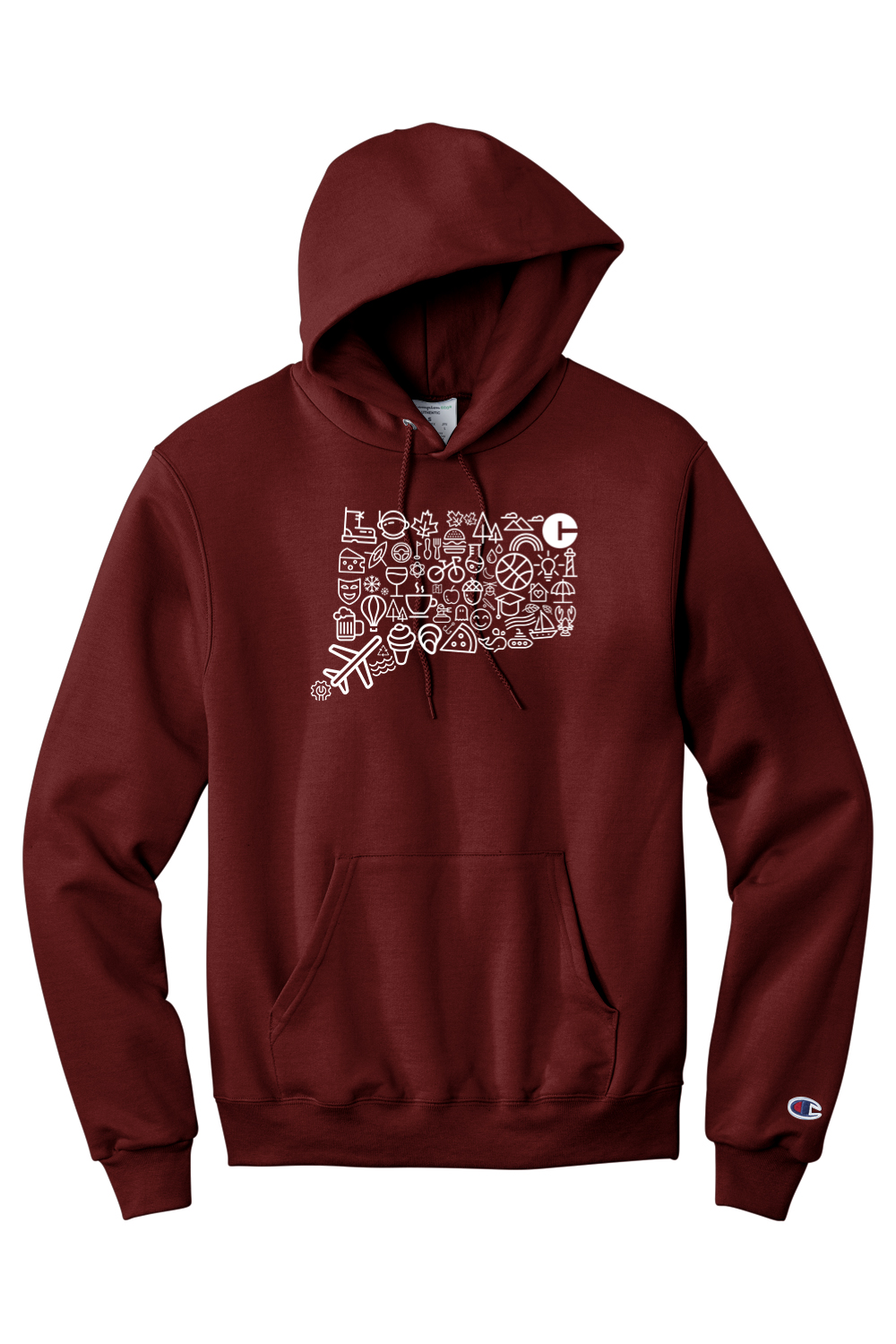 Connecticut - Iconography State - Champion Hooded Sweatshirt