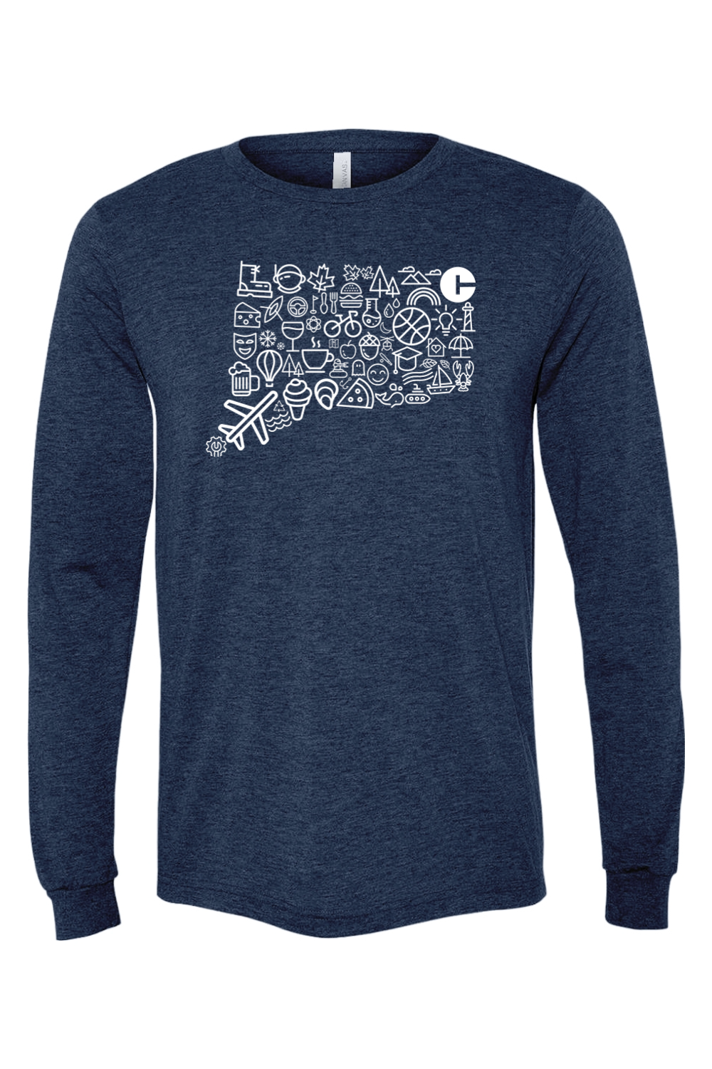Connecticut - Iconography  State - BELLA + CANVAS Unisex Long Sleeve Tee