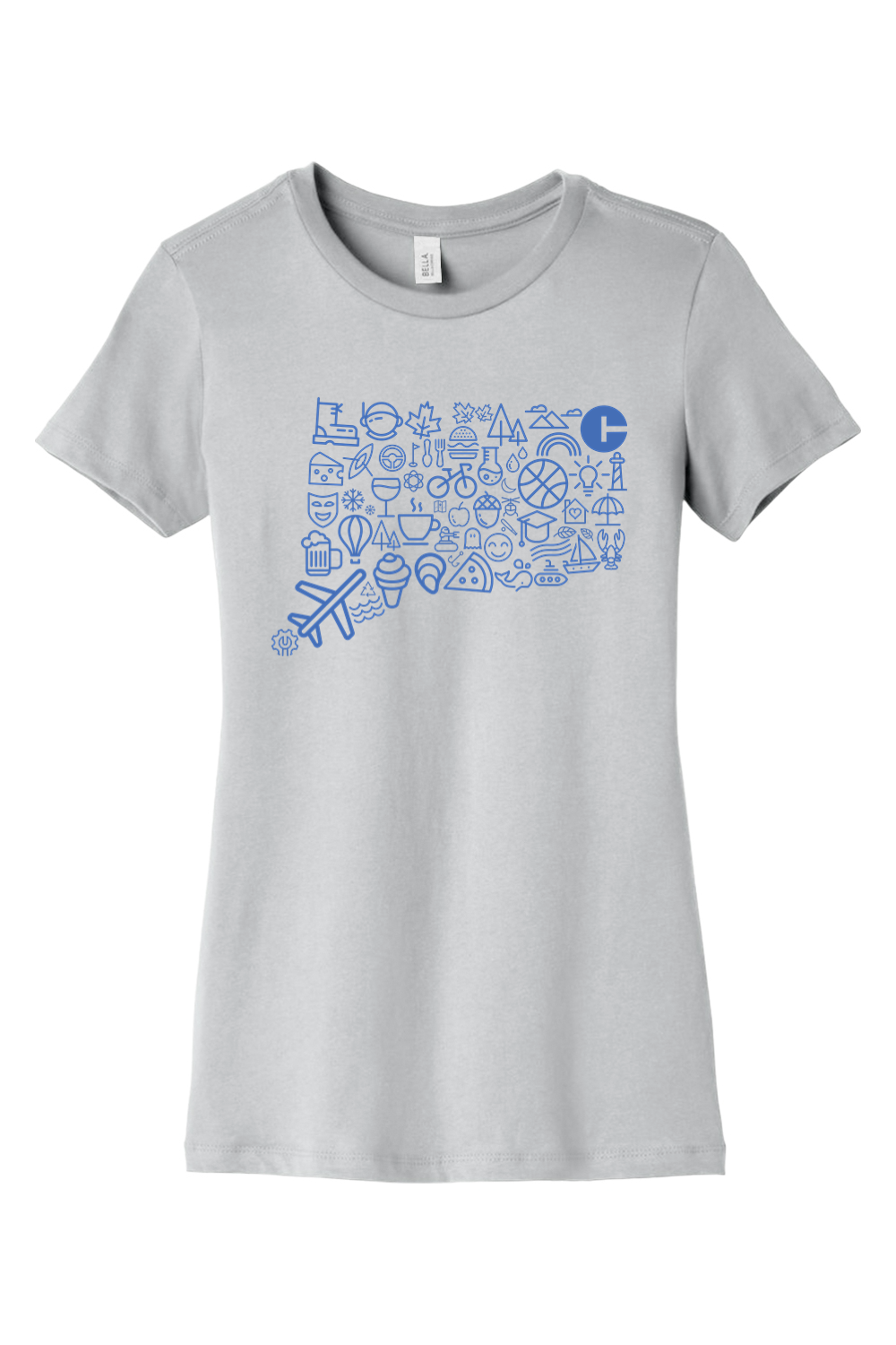Connecticut - Icons Collage - BELLA+CANVAS Women’s Slim Fit Tee