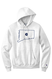 Connecticut - State Outline - Champion Hooded Sweatshirt