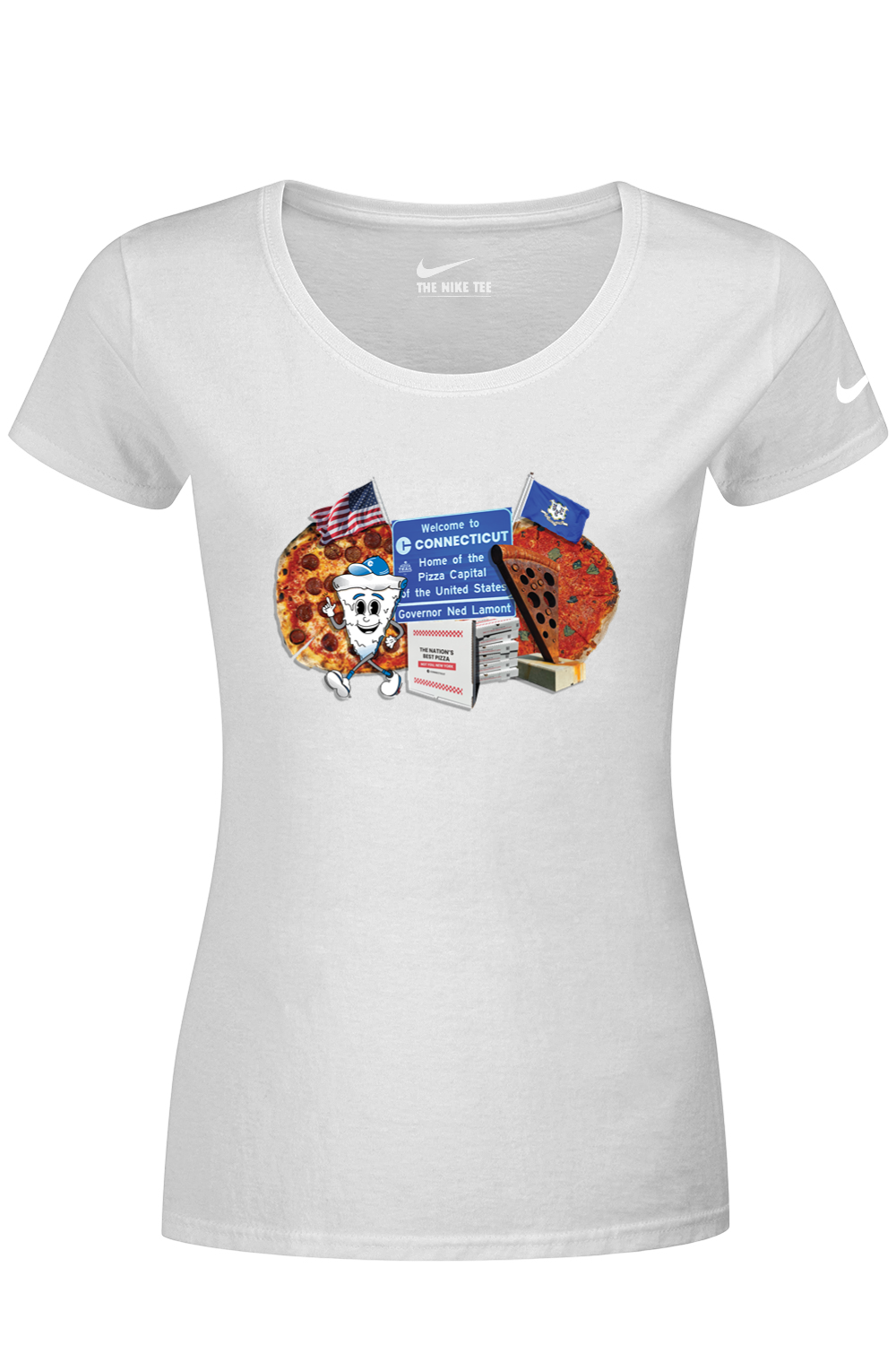 Connecticut - Nation's Best Pizza - Nike Ladies Dri-FIT Cotton/Poly Tee