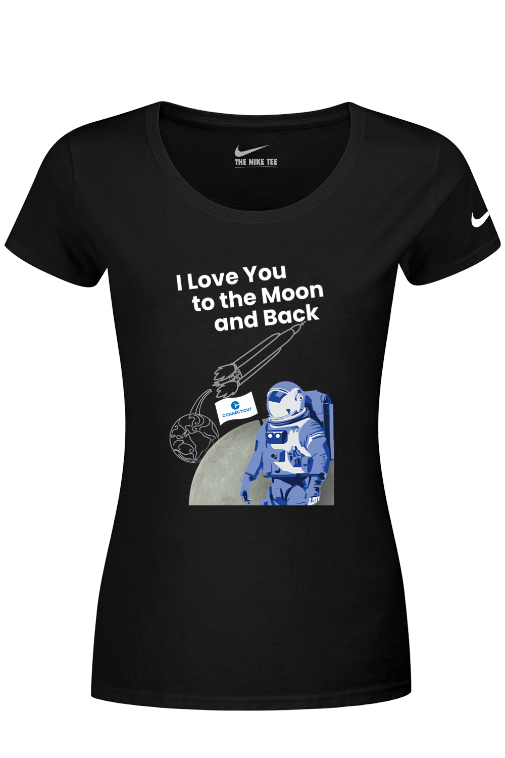 Connecticut - Moon & Back - Nike Ladies Dri-FIT Cotton/Poly Tee