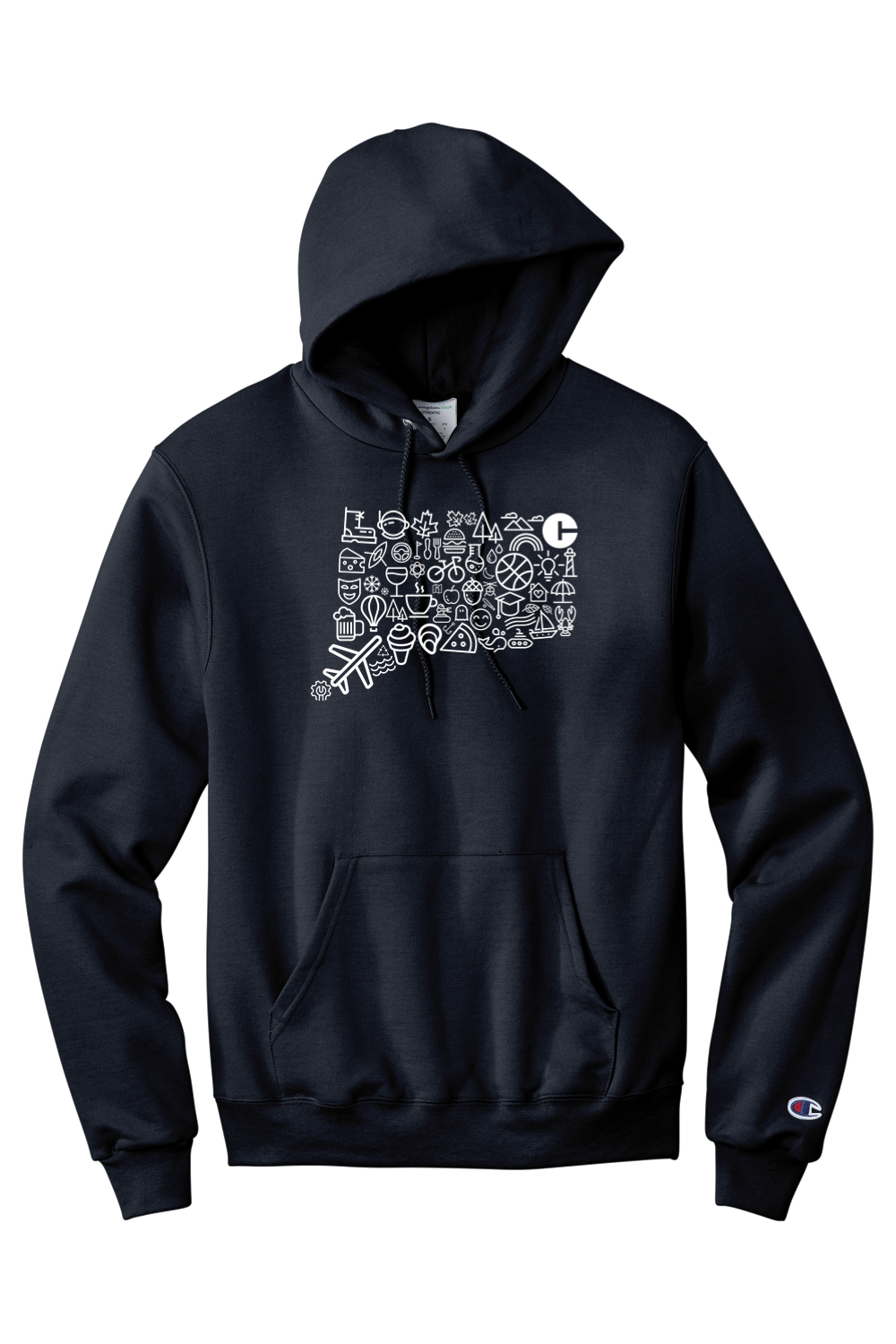 Connecticut - Iconography State - Champion Hooded Sweatshirt