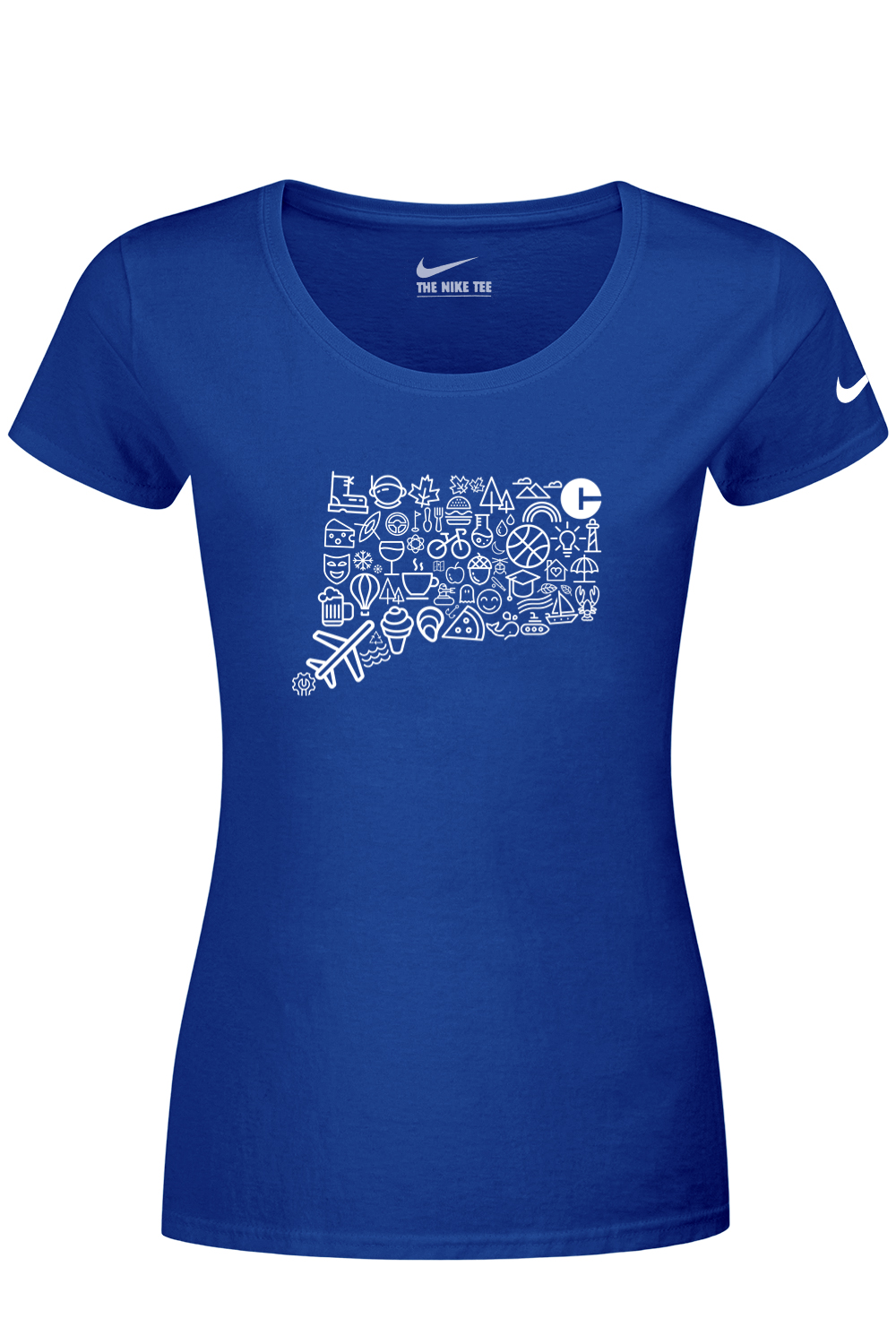 Connecticut - Iconography State - Nike Ladies Dri-FIT Cotton/Poly Tee