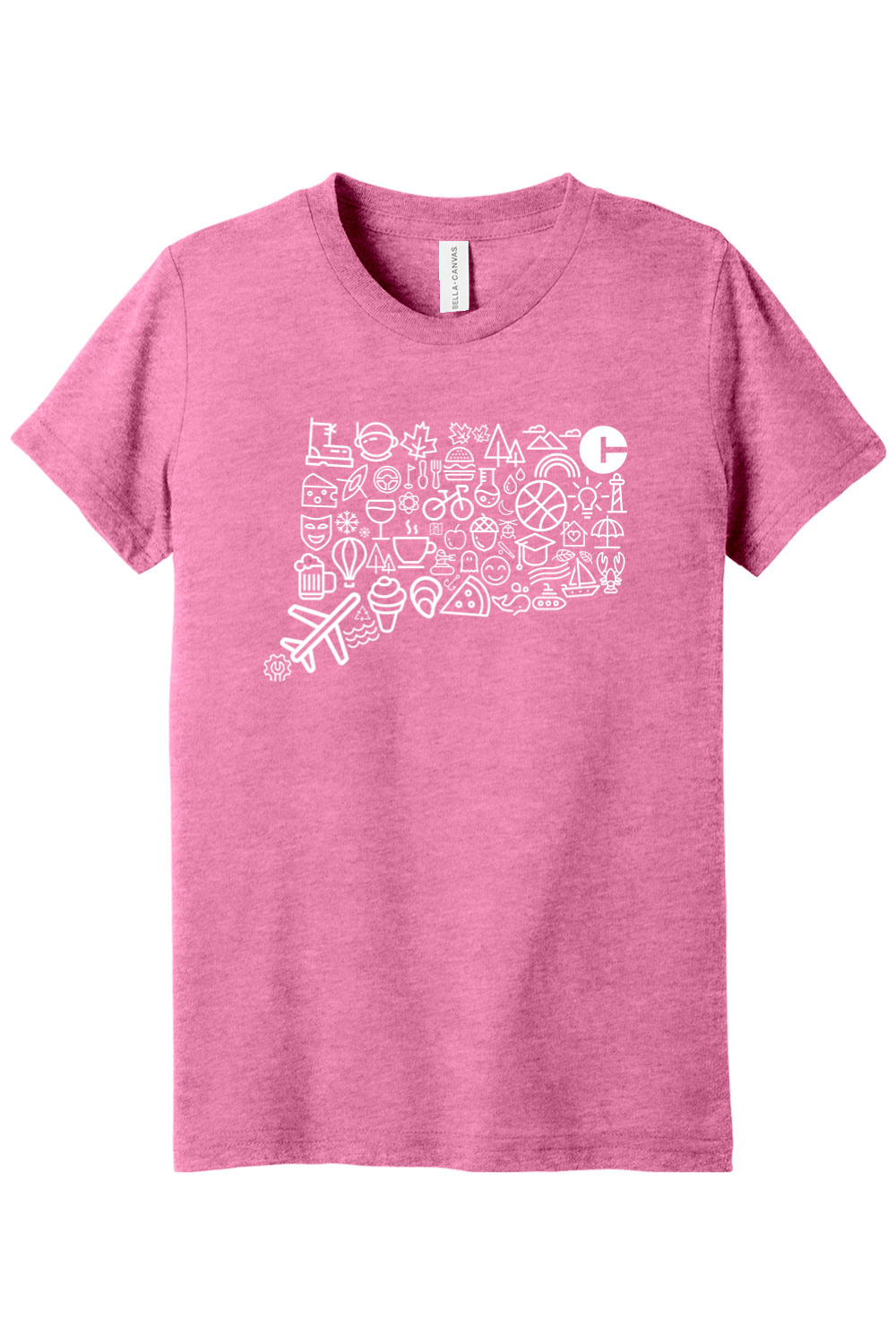 Connecticut -Iconography State - Youth BELLA+CANVAS Short Sleeve Tee