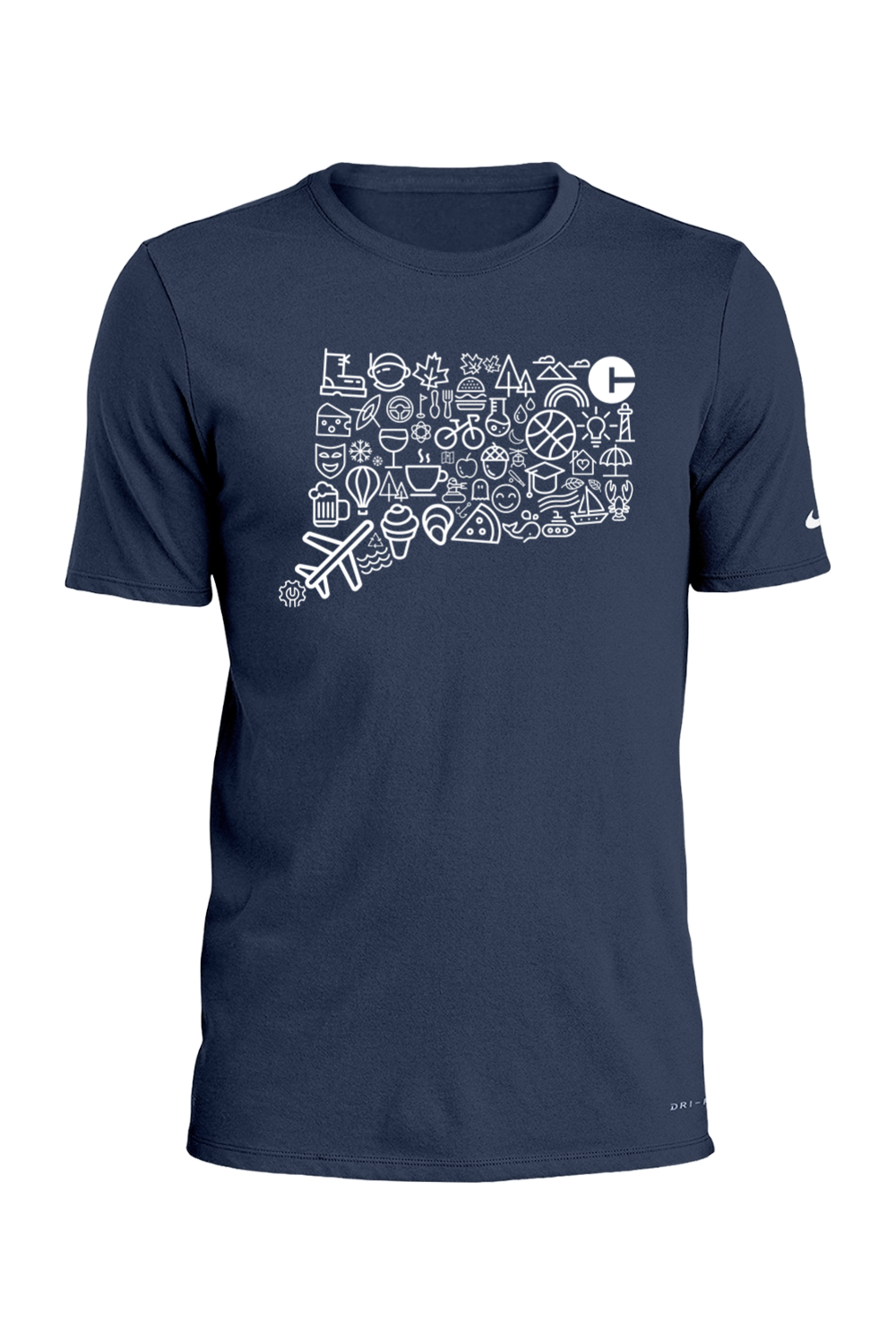 Connecticut - Iconography State - Nike Dri-FIT Cotton/Poly Tee
