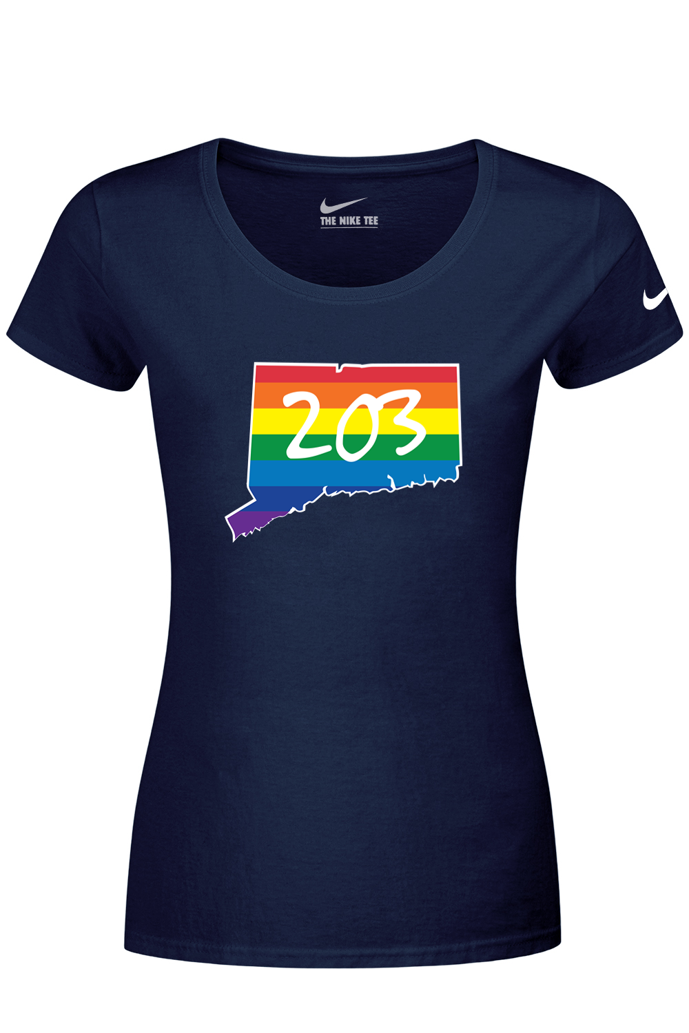 Connecticut - Area Code - Nike Ladies Dri-FIT Cotton/Poly Tee