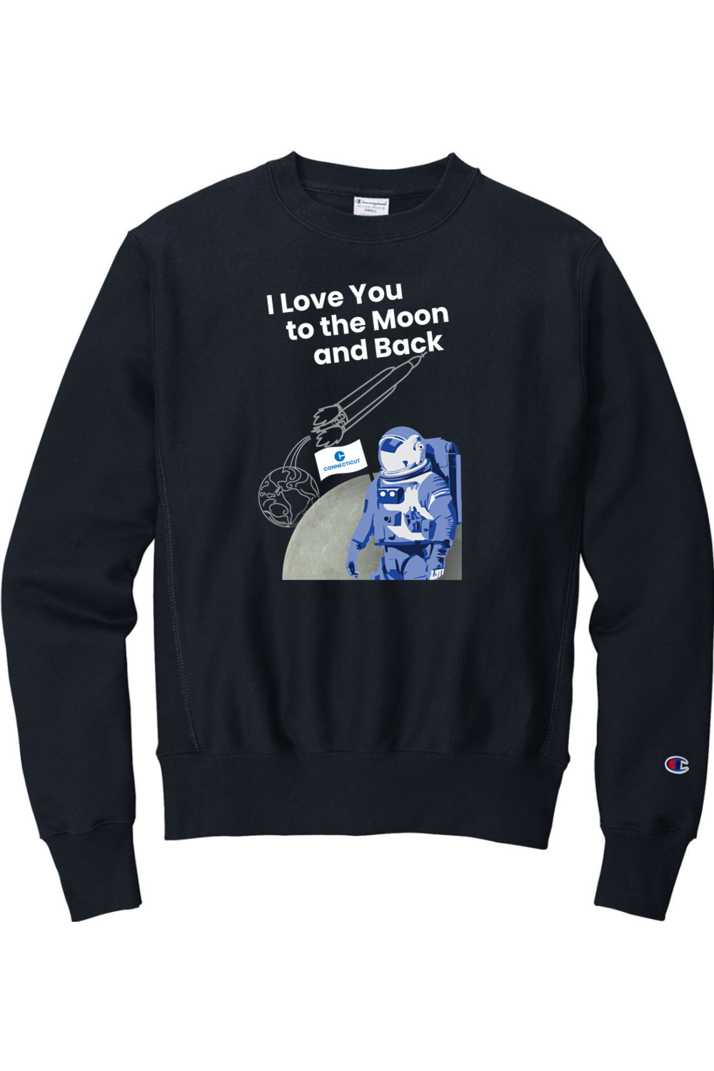 Connecticut - Moon & Back - Champion Crewneck Sweatshirt
