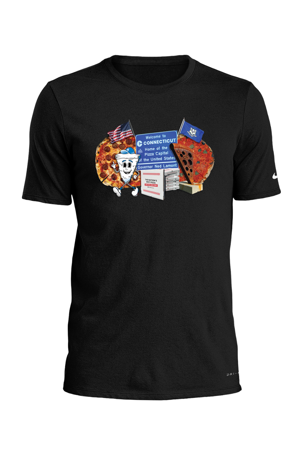 Connecticut - Pizza Collage - Nike Dri-FIT Cotton/Poly Tee