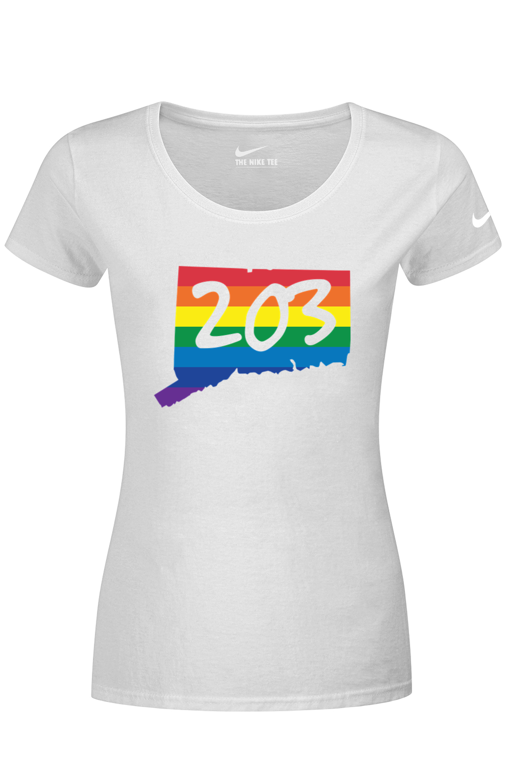 Connecticut - Area Code - Nike Ladies Dri-FIT Cotton/Poly Tee