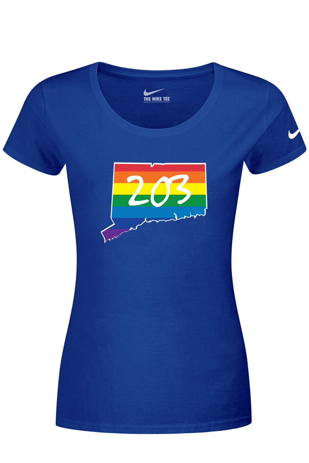 Connecticut - Area Code - Nike Ladies Dri-FIT Cotton/Poly Tee