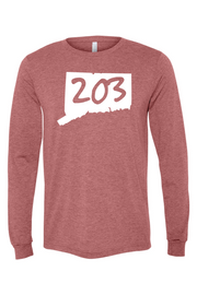 Connecticut - Area Code - BELLA + CANVAS Unisex Long Sleeve Tee