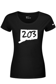 Connecticut - Area Code - Nike Ladies Dri-FIT Cotton/Poly Tee