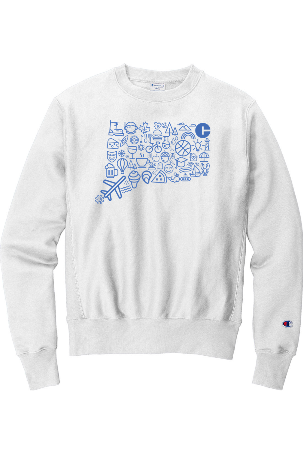 Connecticut - Icons Collage - Champion Crewneck Sweatshirt