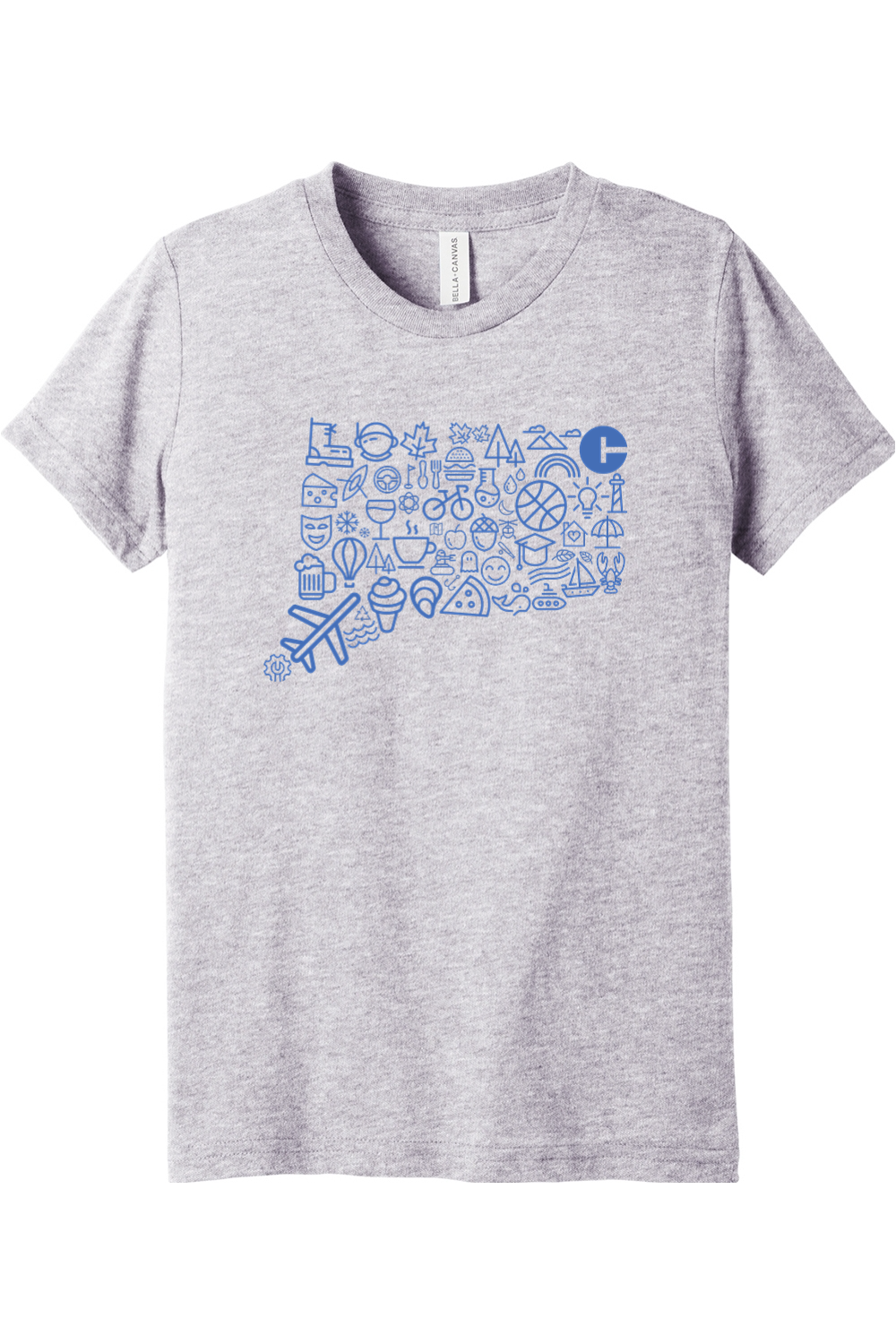 Connecticut - Icons Collage - Youth BELLA+CANVAS Short Sleeve Tee