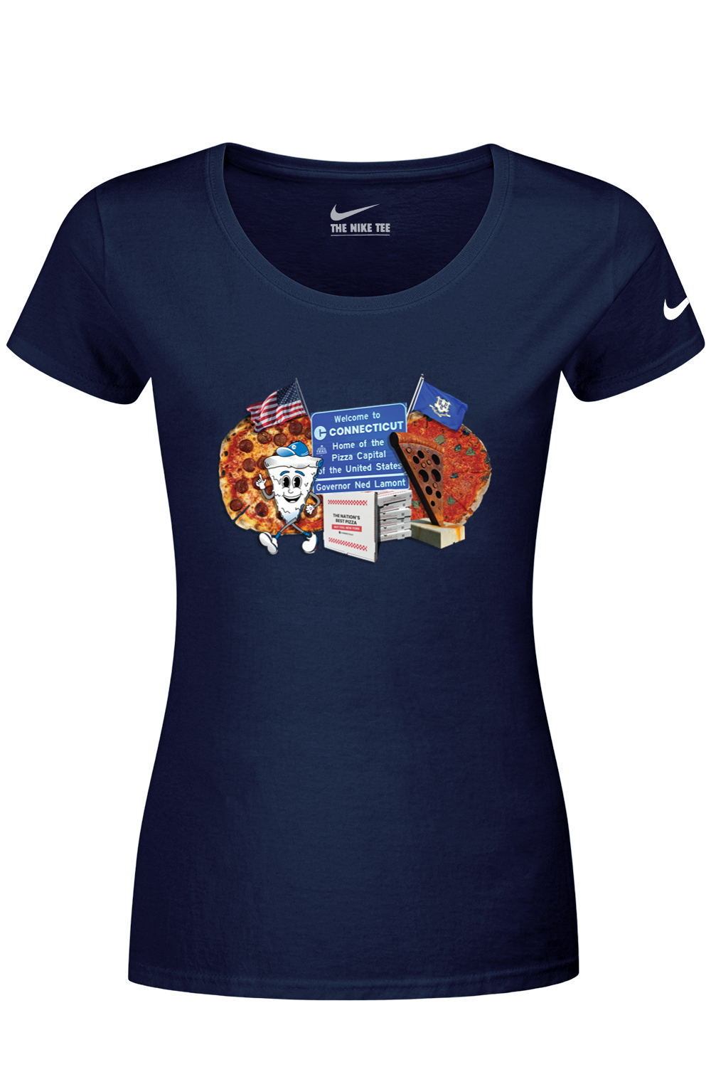 Connecticut - Pizza Collage - Nike Ladies Dri-FIT Cotton/Poly Tee