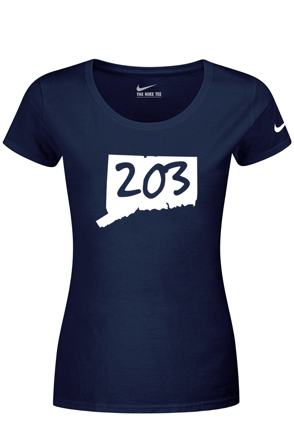Connecticut - Area Code - Nike Ladies Dri-FIT Cotton/Poly Tee