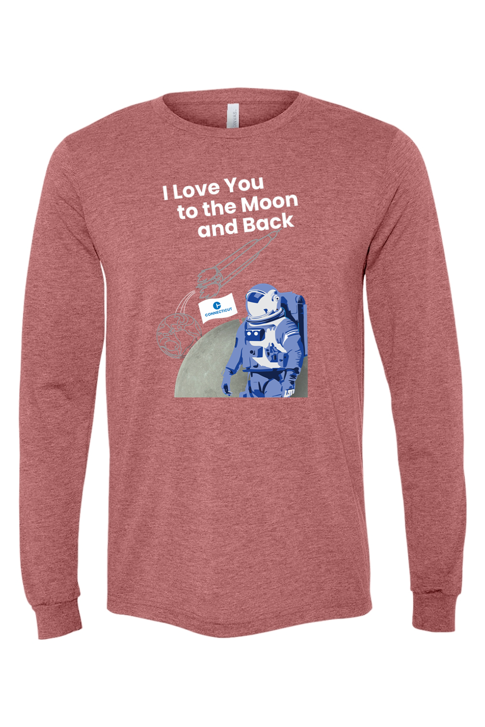 Connecticut - Moon & Back - BELLA + CANVAS Unisex Long Sleeve Tee