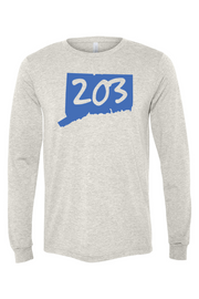 Connecticut - Area Code - BELLA + CANVAS Unisex Long Sleeve Tee
