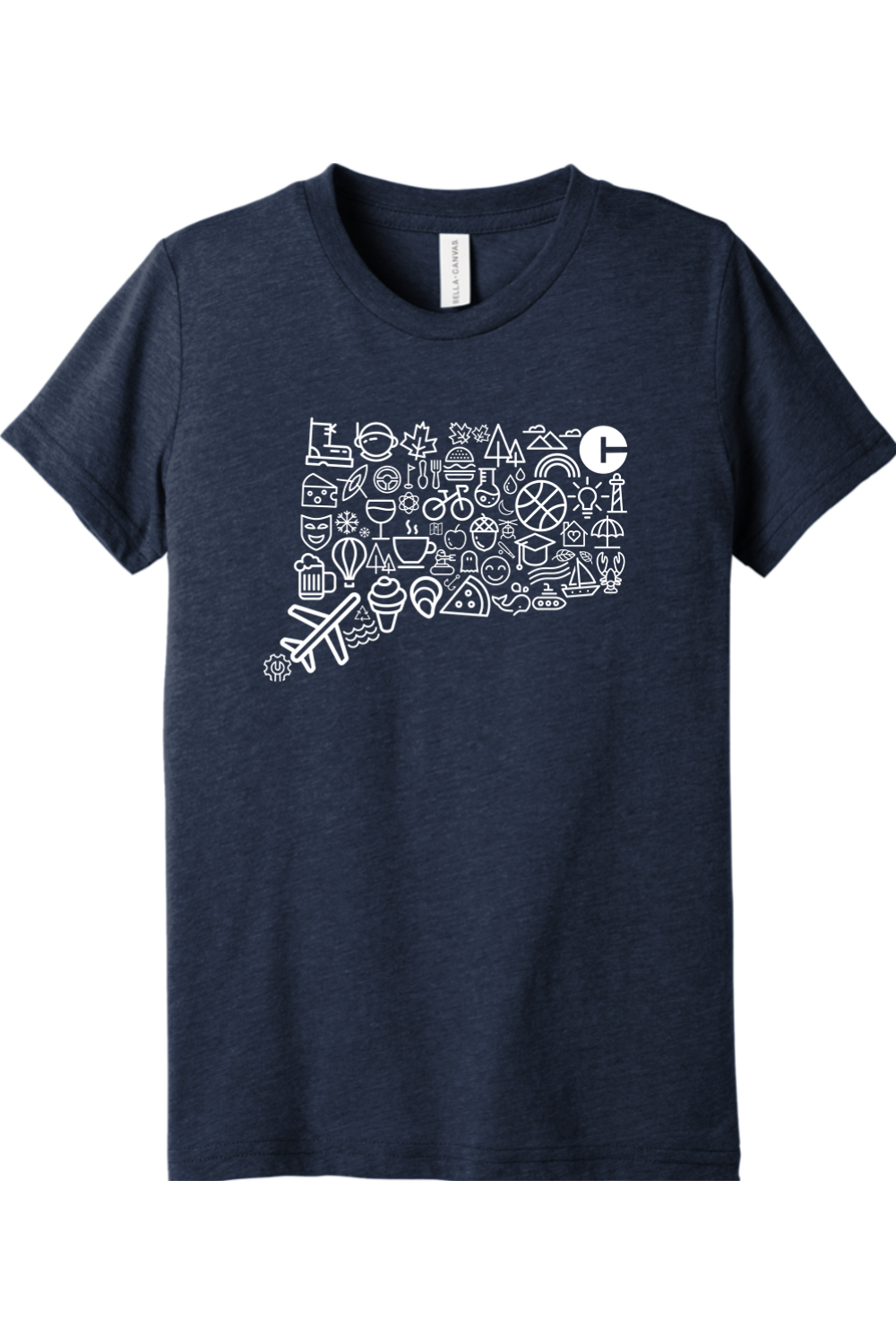 Connecticut -Iconography State - Youth BELLA+CANVAS Short Sleeve Tee