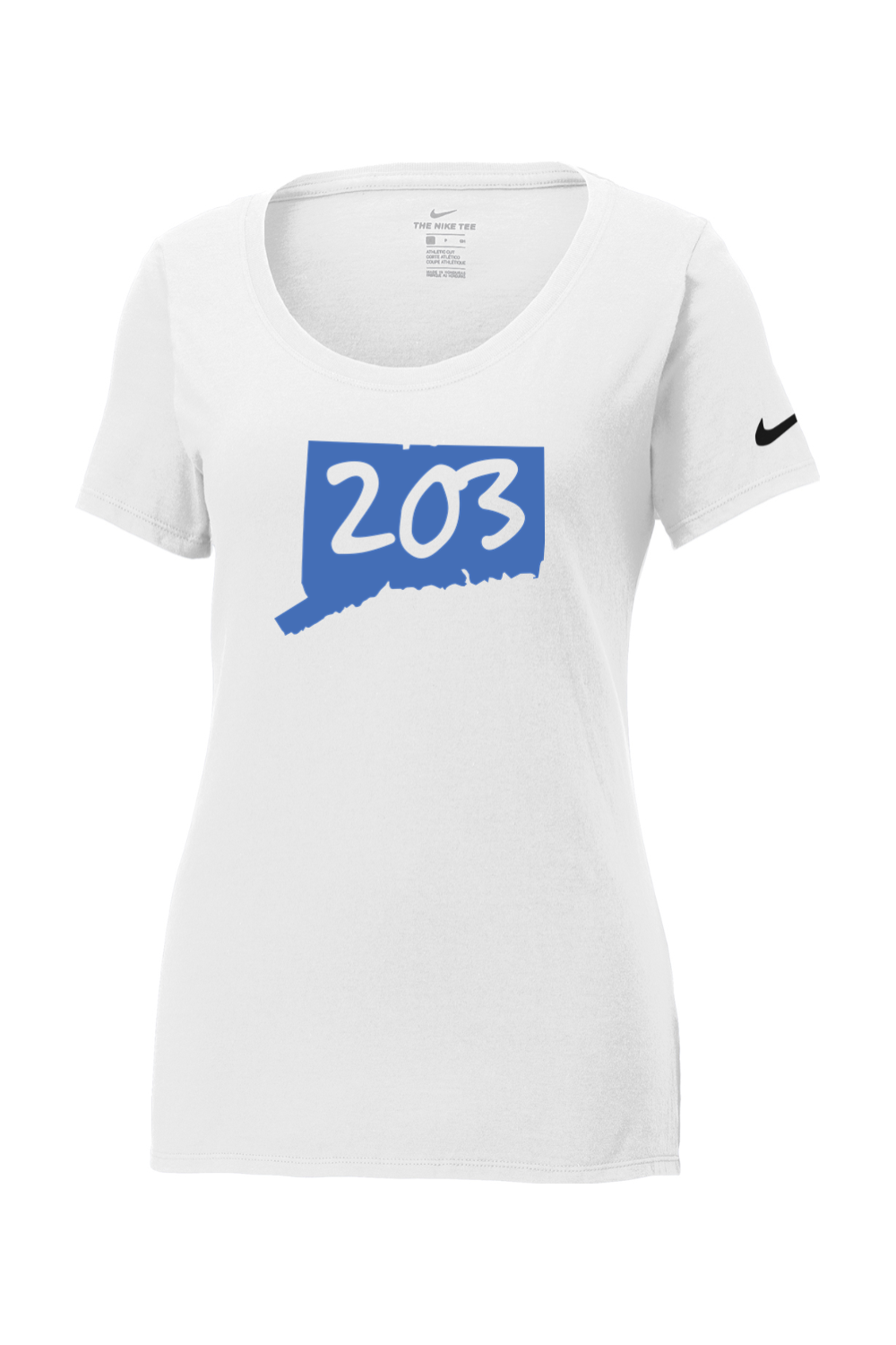 Connecticut - Area Code - Nike Ladies Core Cotton Scoop Neck Tee