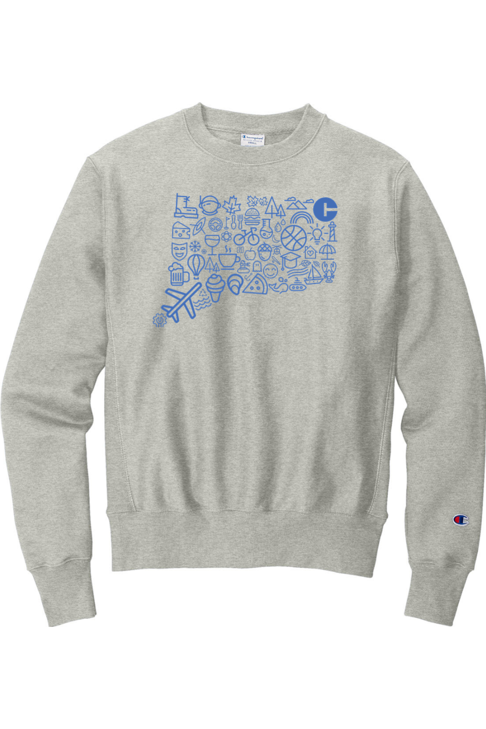 Connecticut - Icons Collage - Champion Crewneck Sweatshirt