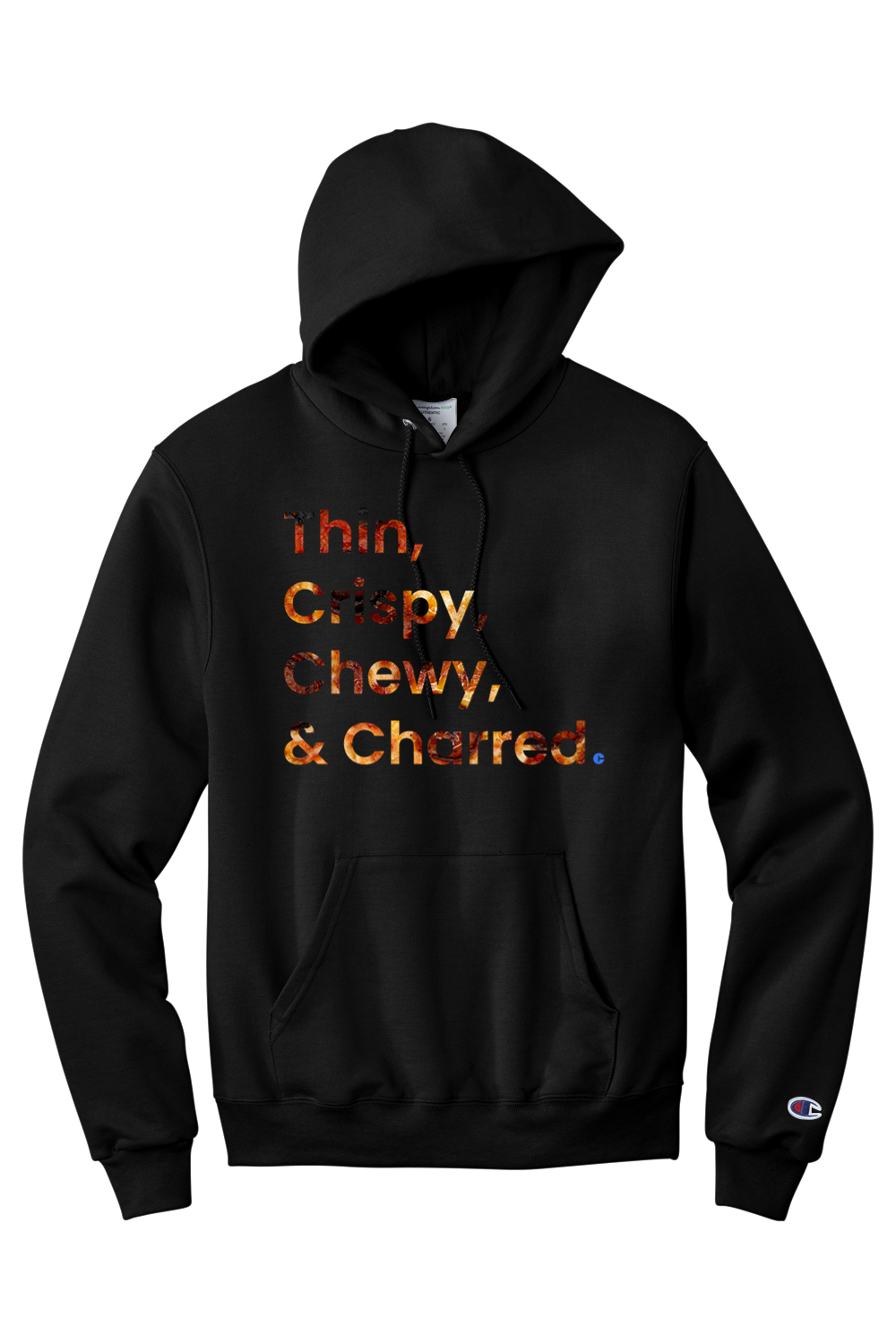 Connecticut - Thin, Crispy, Chewy & Charred - Champion Hooded Sweatshirt