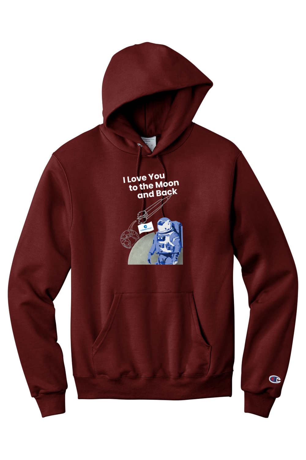 Connecticut - Moon & Back - Champion Hooded Sweatshirt