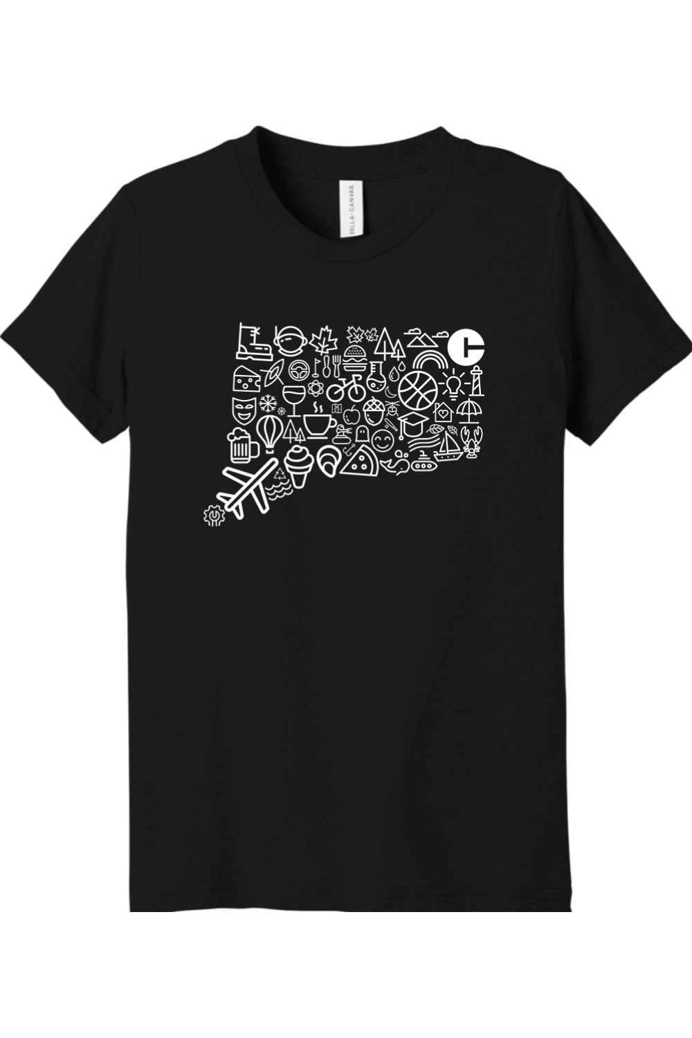 Connecticut -Iconography State - Youth BELLA+CANVAS Short Sleeve Tee