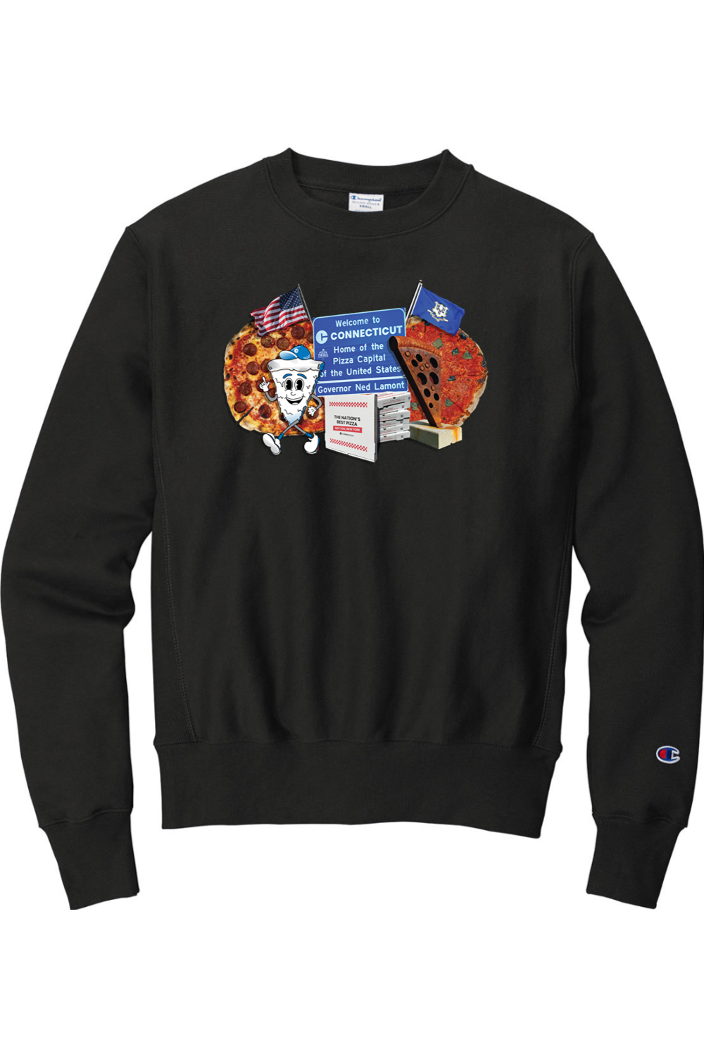 Connecticut - Pizza Collage - Champion Crewneck Sweatshirt