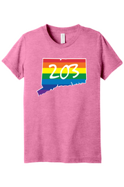 Connecticut - Area Code - Youth BELLA+CANVAS Short Sleeve Tee