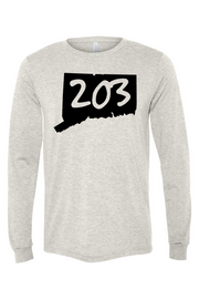 Connecticut - Area Code - BELLA + CANVAS Unisex Long Sleeve Tee