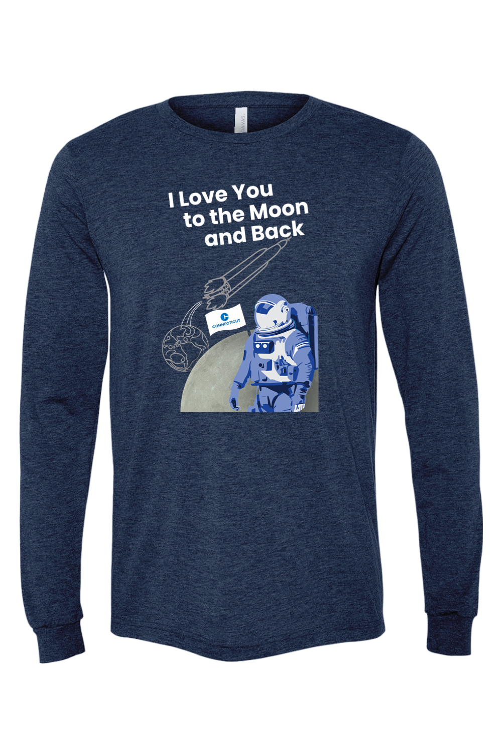 Connecticut - Moon & Back - BELLA + CANVAS Unisex Long Sleeve Tee