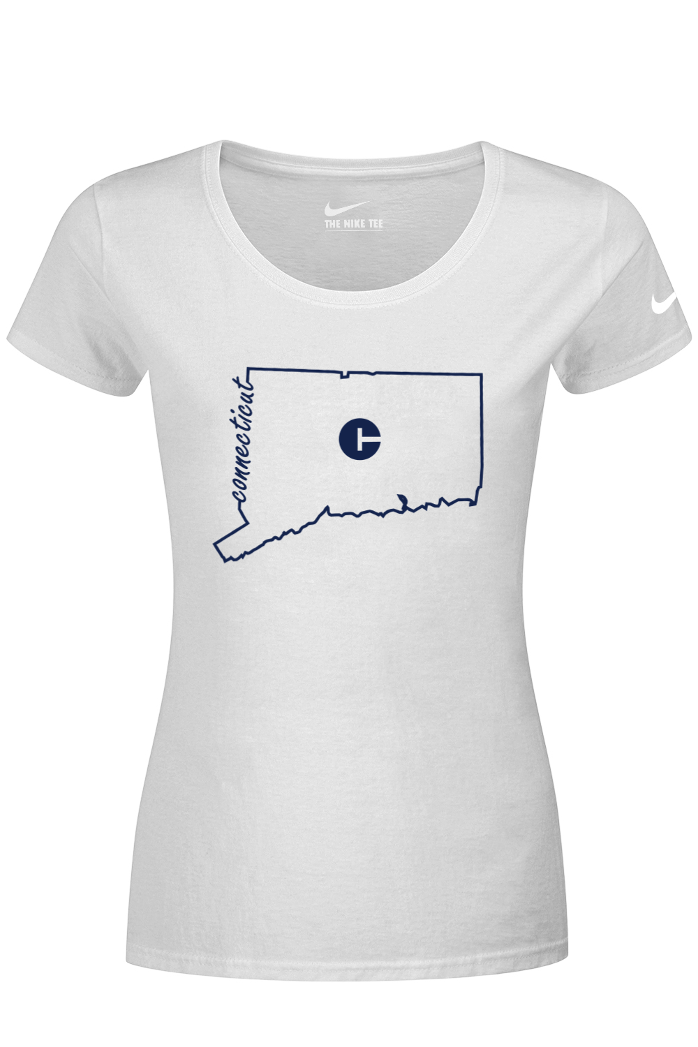 Connecticut - State Outline - Nike Ladies Dri-FIT Cotton/Poly Tee