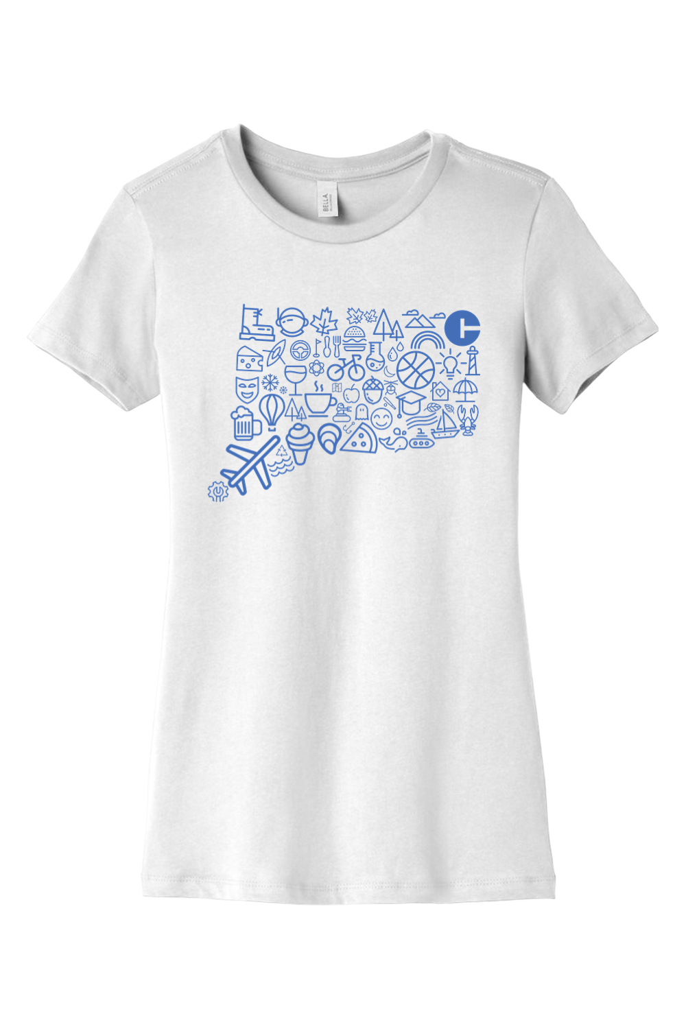 Connecticut - Icons Collage - BELLA+CANVAS Women’s Slim Fit Tee