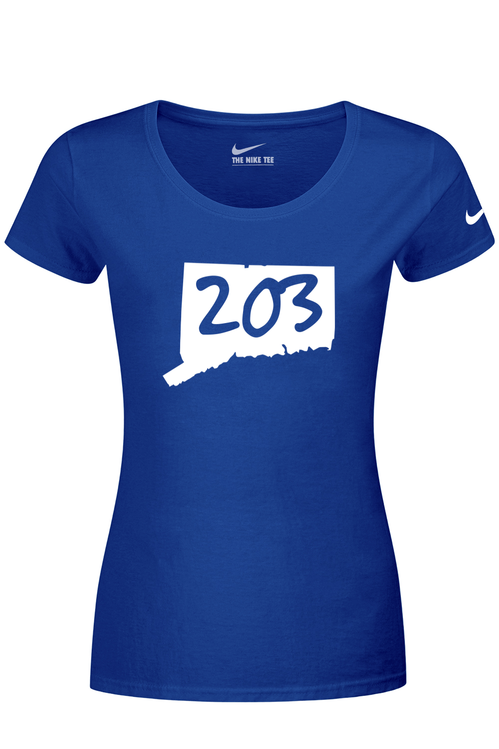 Connecticut - Area Code - Nike Ladies Dri-FIT Cotton/Poly Tee
