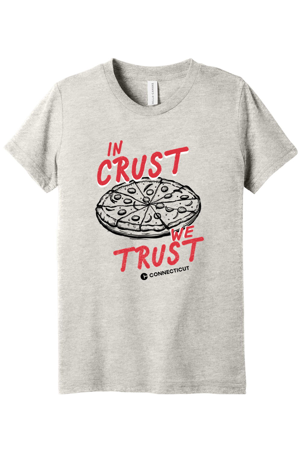 Connecticut - In Crust We Trust - Youth BELLA+CANVAS Short Sleeve Tee
