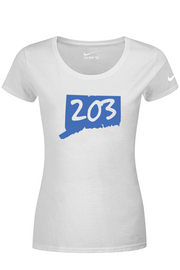 Connecticut - Area Code - Nike Ladies Dri-FIT Cotton/Poly Tee