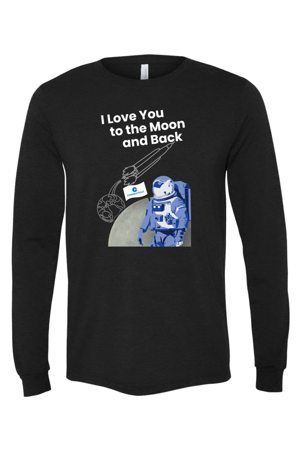Connecticut - Moon & Back - BELLA + CANVAS Unisex Long Sleeve Tee