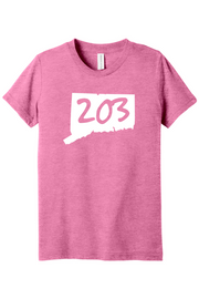 Connecticut - Area Code - Youth BELLA+CANVAS Short Sleeve Tee