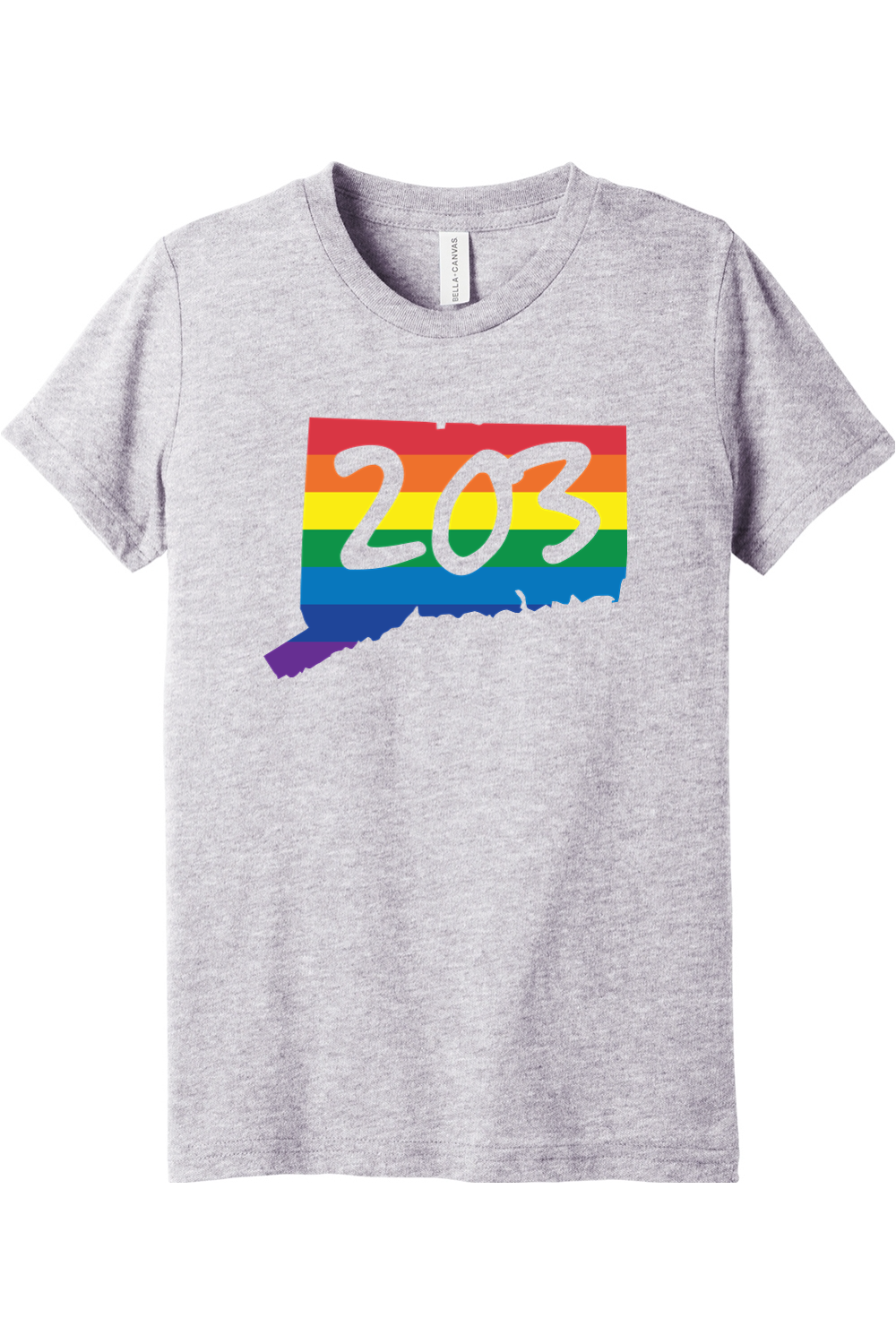 Connecticut - Area Code - Youth BELLA+CANVAS Short Sleeve Tee