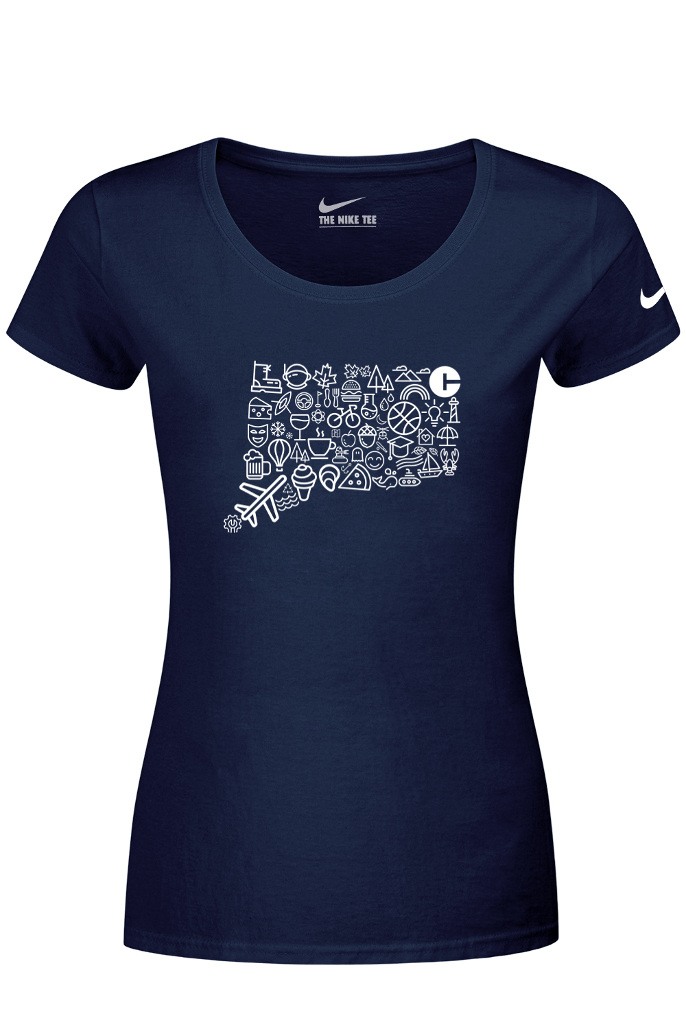 Connecticut - Iconography State - Nike Ladies Dri-FIT Cotton/Poly Tee