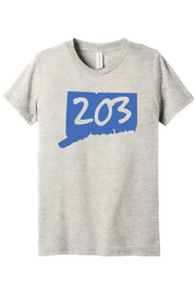 Connecticut - Area Code - Youth BELLA+CANVAS Short Sleeve Tee